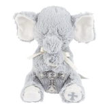 Enzo gray plush elephant toy with a heart and cross. Christian baby keepsake at sendaprayer.co Enzo gray plush elephant toy with a heart and cross. Christian baby keepsake at sendaprayer.co