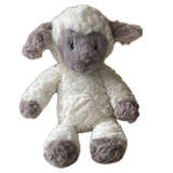 Plush toy sheep with white fleece and gray wool. Lingo the Little Lamb 9-inch – baby-safe faith gift. sendaprayernow.com Plush toy sheep with white fleece and gray wool. Lingo the Little Lamb 9-inch – baby-safe faith gift. sendaprayernow.com