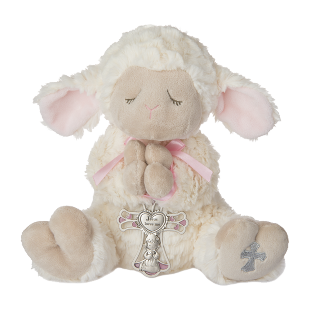 Novi serenity lamb stuffed animal with a pink ribbon and cross wrapped around her praying hands  ready to be sent as a care package. send a PRAYER : sendaprayernow.com Novi serenity lamb stuffed animal with a pink ribbon and cross wrapped around her praying hands  ready to be sent as a care package. send a PRAYER : sendaprayernow.com