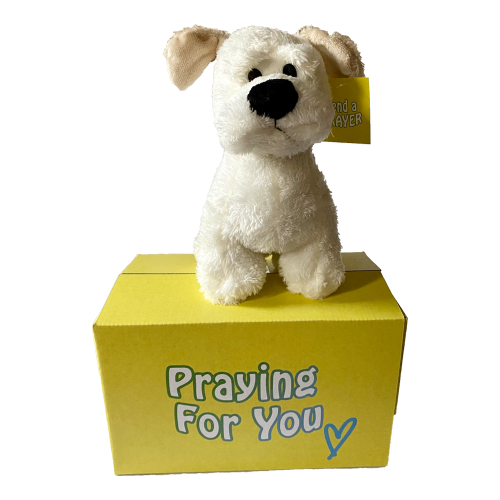 send a PRAYER - RALPHIE the Dog  - stuffed animal care package - sendaprayernow.com