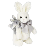 White and gray bunny rabbit stuffed animal ready to be sent as a care package. send a PRAYER : sendaprayernow.com